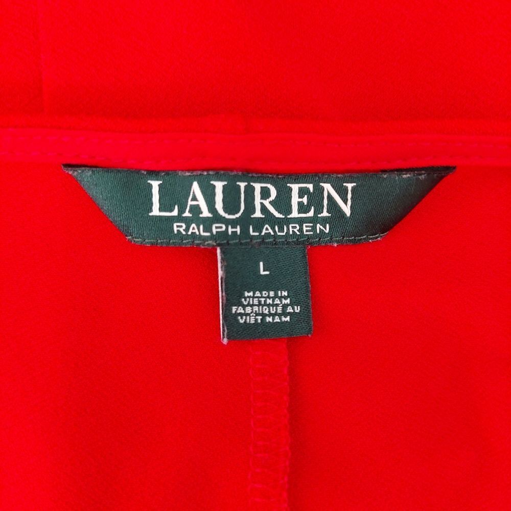 Lauren Ralph Lauren Modest Red Tunic Top  Long Sleeve Stretchy Knit Sz L - Picture 3 of 7